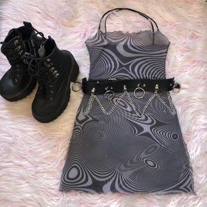 Sheer trippy print mini dress